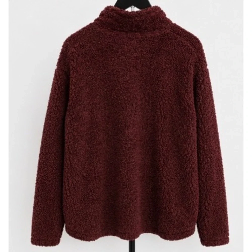 Wrangler Mens XL Sherpa Fleece Quarter Zip Pullover Burgundy Maroon Jacket